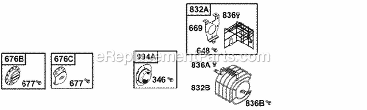 Muffler Guards Diagram and Parts List for 133202-0124-02  Briggs and Stratton Engine